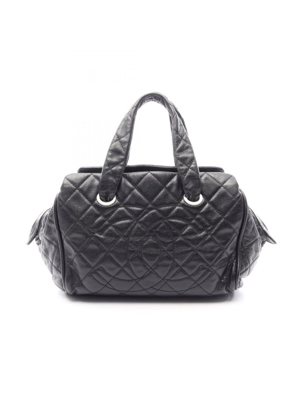 Chanel Quilted Black Calf CC Logo Boston
